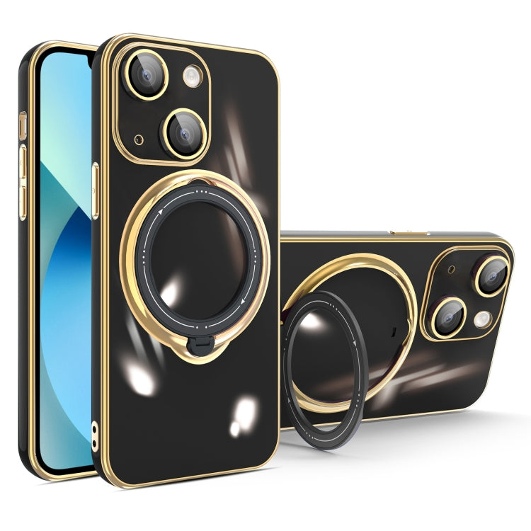 For iPhone 13 Multifunction Electroplating MagSafe Holder Phone Case(Black) - iPhone 13 Cases by PMC TechLife | Online Shopping South Africa | PMC TechLife