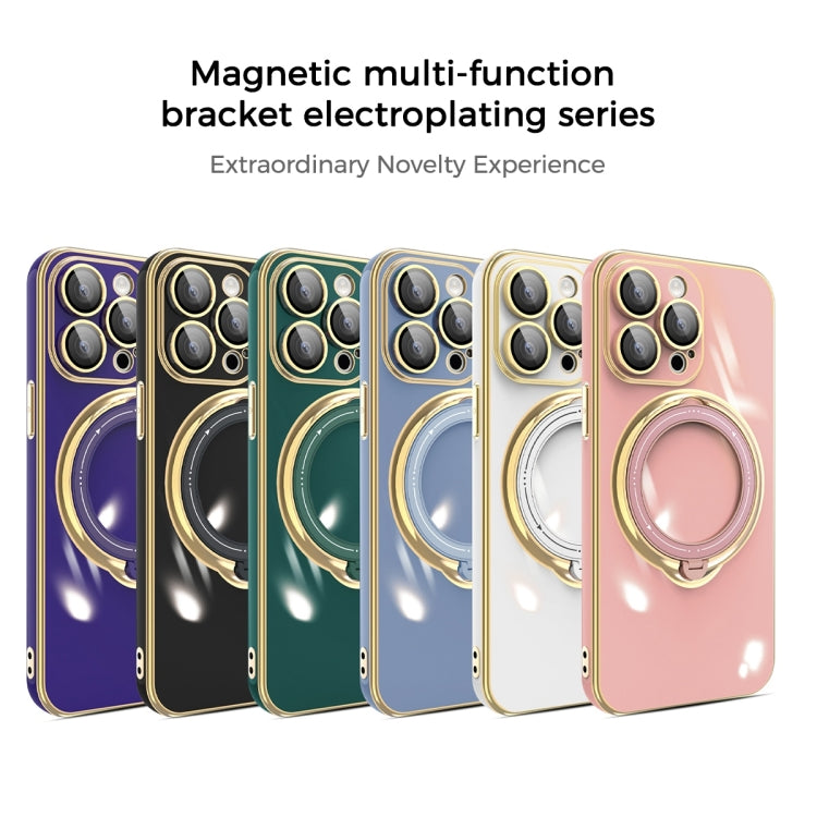 For iPhone SE 2022 / 2020 / 8 / 7 Multifunction Electroplating MagSafe Holder Phone Case(Dark Green) - More iPhone Cases by PMC TechLife | Online Shopping South Africa | PMC TechLife