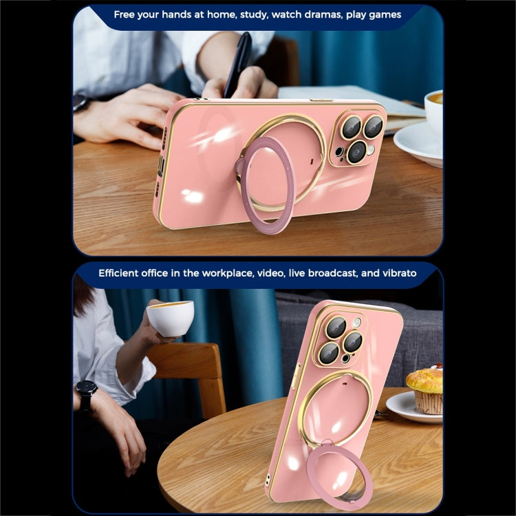 For iPhone 15 Plus Multifunction Electroplating MagSafe Holder Phone Case(Dark Green) - iPhone 15 Plus Cases by PMC TechLife | Online Shopping South Africa | PMC TechLife