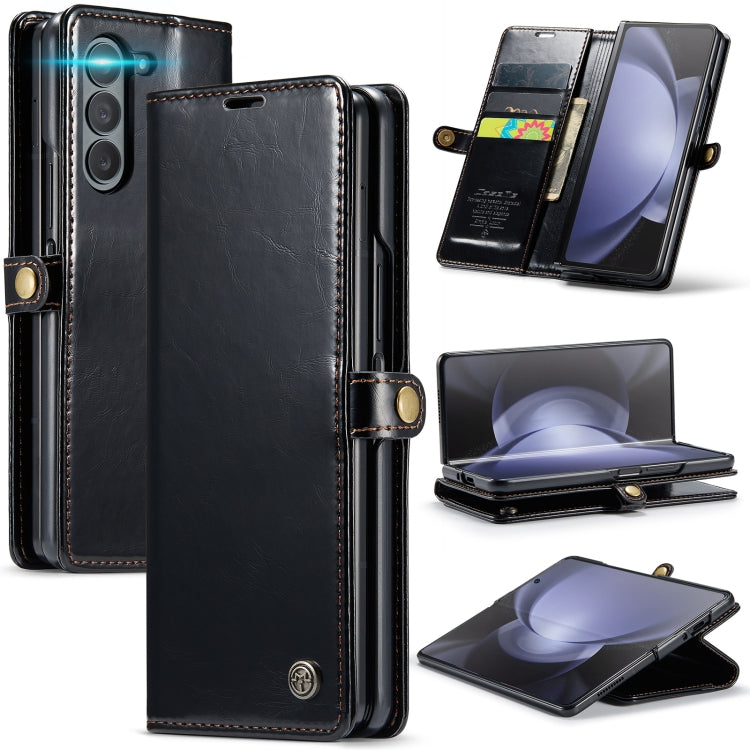 For Samsung Galaxy Z Fold5 CaseMe-003 PU + PC Business Style Crazy Horse Texture Leather Phone Case(Black) - Galaxy Z Fold5 Cases by CaseMe | Online Shopping South Africa | PMC Jewellery | Buy Now Pay Later Mobicred