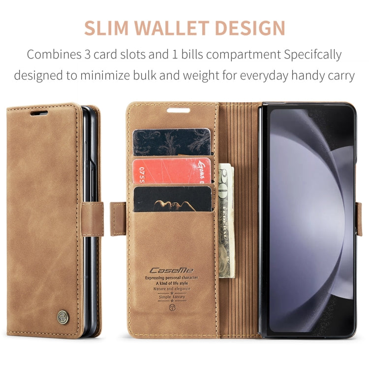 For Samsung Galaxy Z Fold5 CaseMe-013 Multifunctional Retro Frosted Leather Phone Case(Brown) - Galaxy Z Fold5 Cases by CaseMe | Online Shopping South Africa | PMC Jewellery | Buy Now Pay Later Mobicred