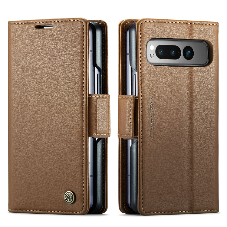 For Google Pixel Fold CaseMe 023 Butterfly Buckle Litchi Texture RFID Anti-theft Leather Phone Case(Brown) - Google Cases by CaseMe | Online Shopping South Africa | PMC Jewellery | Buy Now Pay Later Mobicred