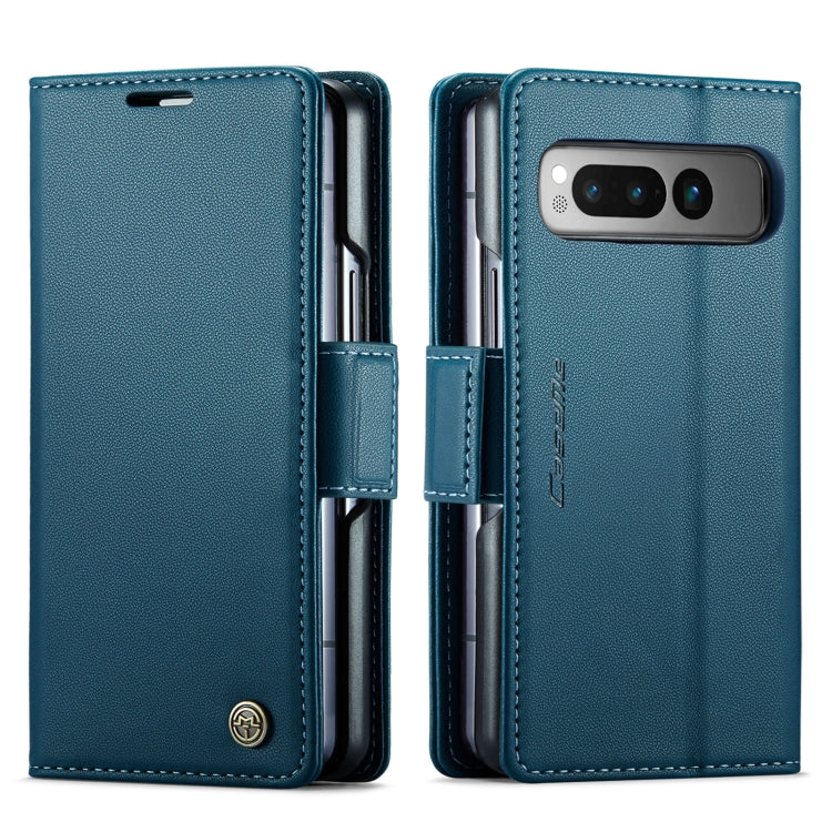 For Google Pixel Fold CaseMe 023 Butterfly Buckle Litchi Texture RFID Anti-theft Leather Phone Case(Blue) - Google Cases by CaseMe | Online Shopping South Africa | PMC Jewellery | Buy Now Pay Later Mobicred