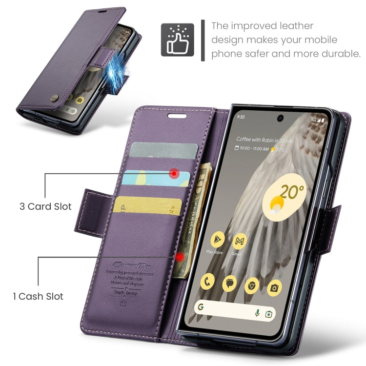 For Google Pixel Fold CaseMe 023 Butterfly Buckle Litchi Texture RFID Anti-theft Leather Phone Case(Pearly Purple) - Google Cases by CaseMe | Online Shopping South Africa | PMC Jewellery | Buy Now Pay Later Mobicred