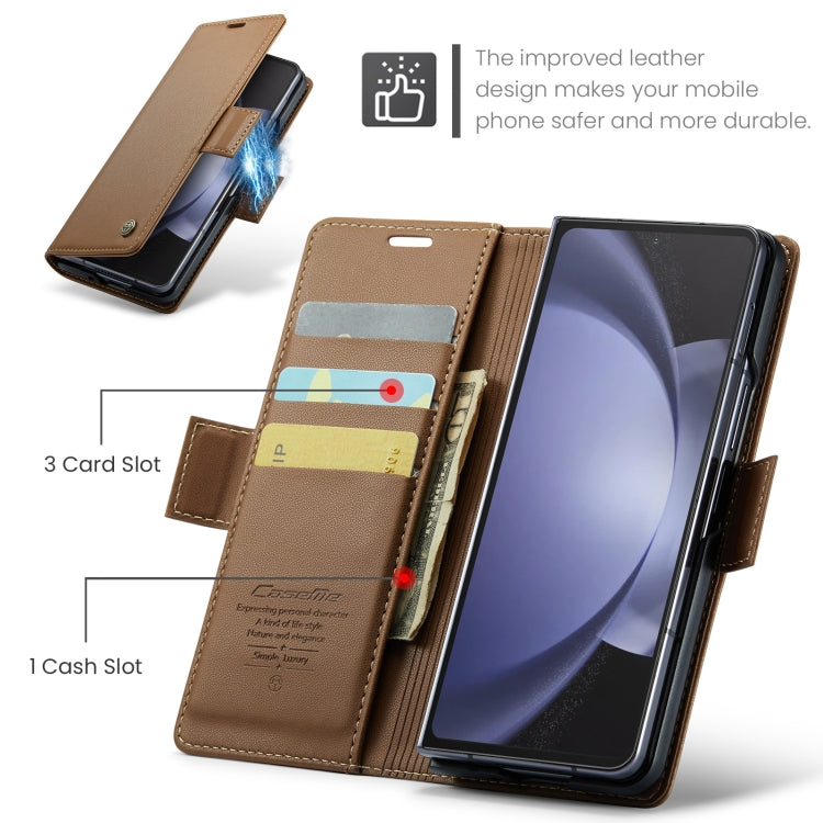 For Samsung Galaxy Z Fold5 CaseMe 023 Butterfly Buckle Litchi Texture RFID Anti-theft Leather Phone Case(Brown) - Galaxy Z Fold5 Cases by CaseMe | Online Shopping South Africa | PMC Jewellery | Buy Now Pay Later Mobicred