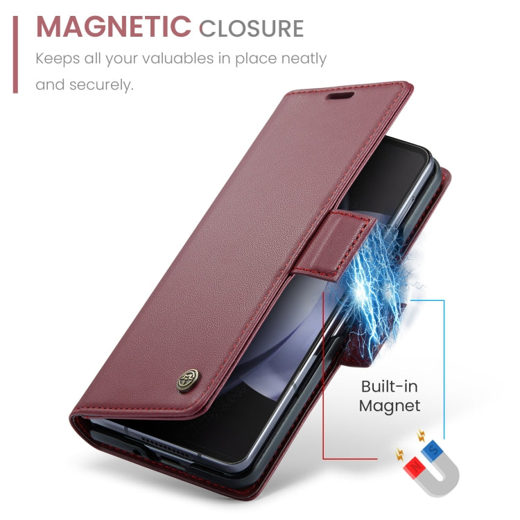 For Samsung Galaxy Z Fold5 CaseMe 023 Butterfly Buckle Litchi Texture RFID Anti-theft Leather Phone Case(Wine Red) - Galaxy Z Fold5 Cases by CaseMe | Online Shopping South Africa | PMC Jewellery