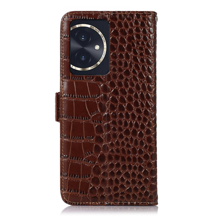 For Honor 100 Crocodile Top Layer Cowhide Leather Phone Case(Brown) - Honor Cases by PMC TechLife | Online Shopping South Africa | PMC TechLife | Buy Now Pay Later Mobicred