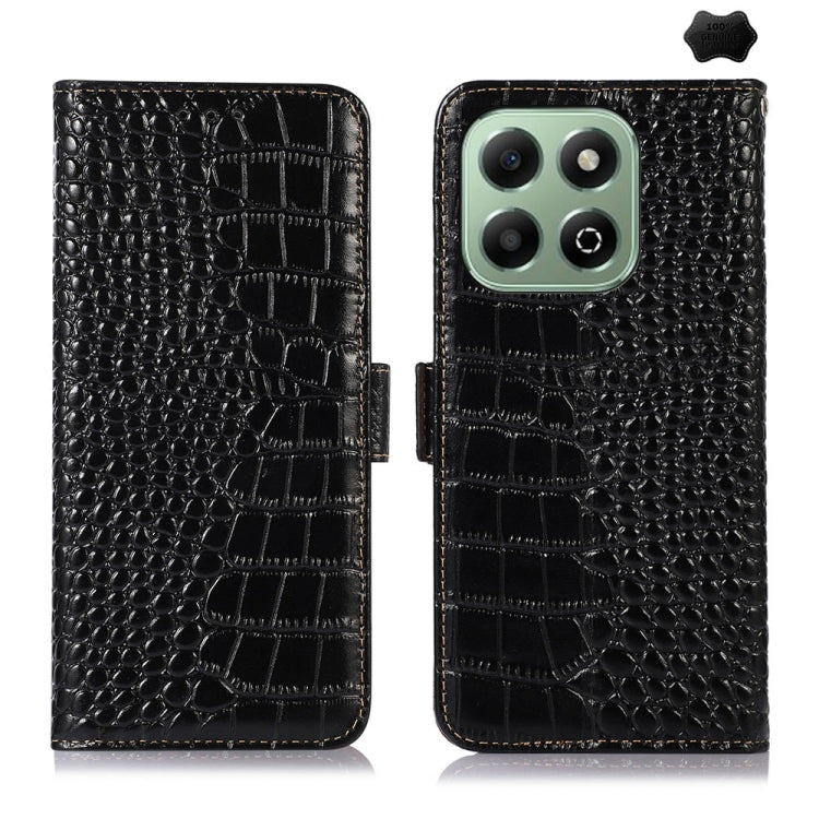 For Honor X6b Crocodile Top Layer Cowhide Leather Phone Case(Black) - Honor Cases by PMC TechLife | Online Shopping South Africa | PMC TechLife | Buy Now Pay Later Mobicred