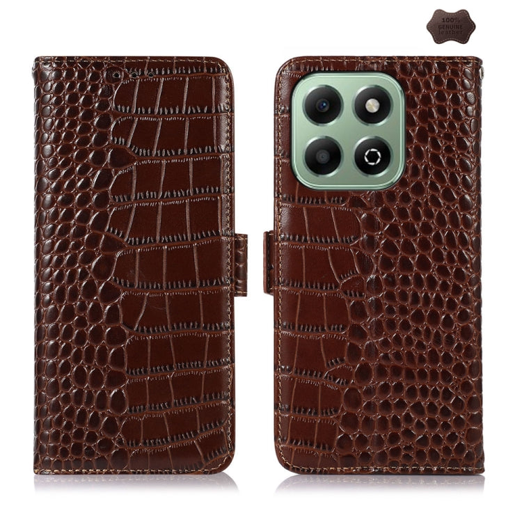 For Honor X6b Crocodile Top Layer Cowhide Leather Phone Case(Brown) - Honor Cases by PMC TechLife | Online Shopping South Africa | PMC TechLife | Buy Now Pay Later Mobicred