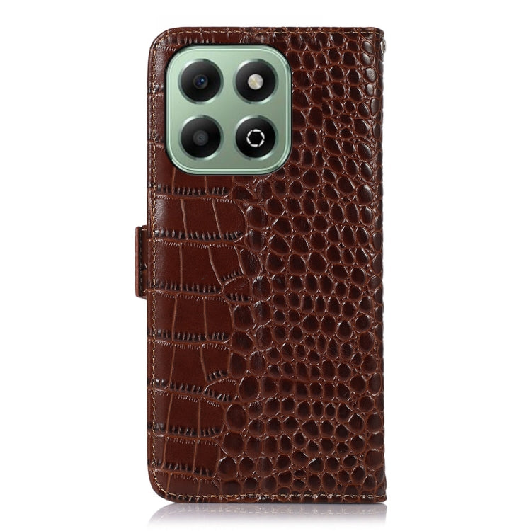 For Honor X6b Crocodile Top Layer Cowhide Leather Phone Case(Brown) - Honor Cases by PMC TechLife | Online Shopping South Africa | PMC TechLife | Buy Now Pay Later Mobicred