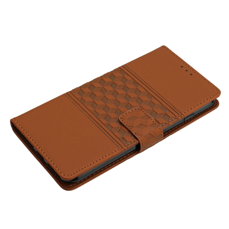 For iPhone 16 Diamond Embossed Skin Feel Leather Phone Case(Brown) - iPhone 16 Cases by PMC TechLife | Online Shopping South Africa | PMC TechLife | Buy Now Pay Later Mobicred