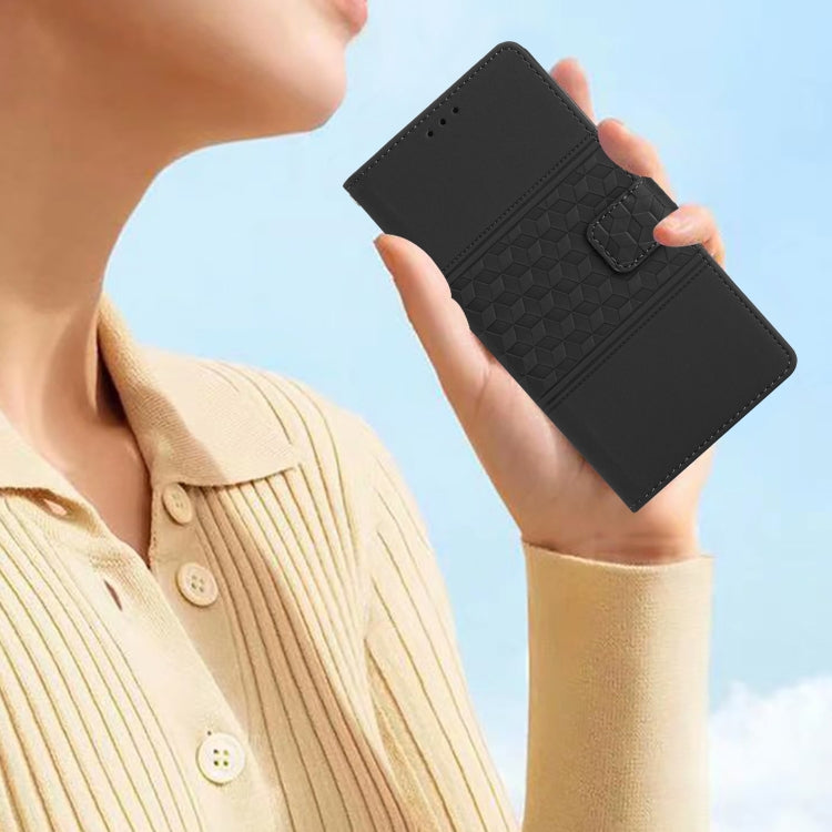 For iPhone 16 Pro Diamond Embossed Skin Feel Leather Phone Case(Black) - iPhone 16 Pro Cases by PMC TechLife | Online Shopping South Africa | PMC TechLife | Buy Now Pay Later Mobicred
