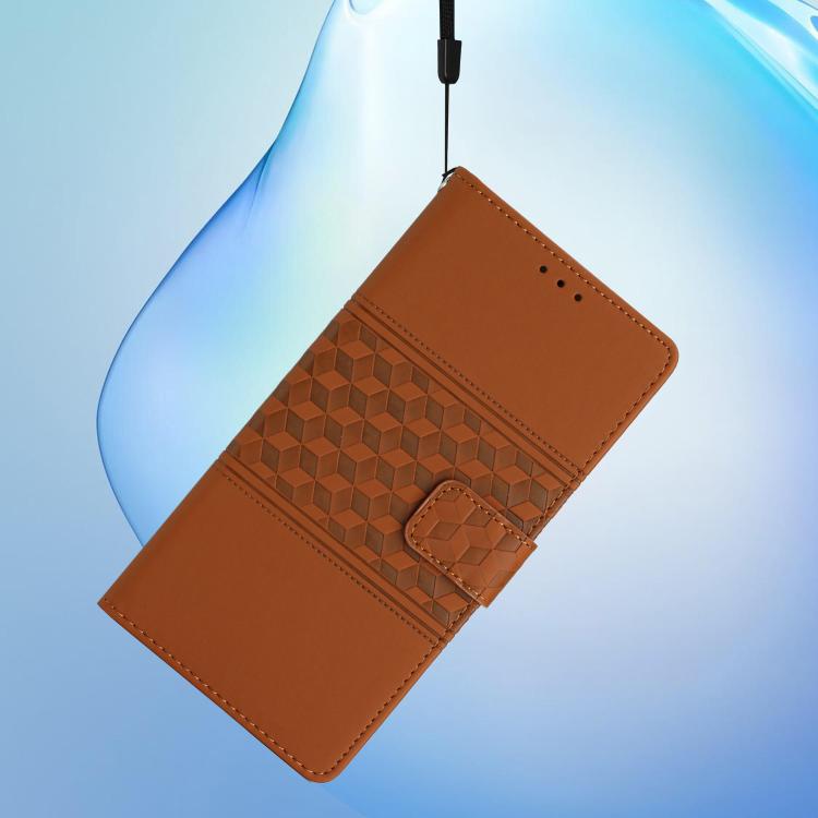 For iPhone 16e Diamond Embossed Skin Feel Leather Phone Case(Brown) - iPhone 16e Cases by PMC TechLife | Online Shopping South Africa | PMC TechLife | Buy Now Pay Later Mobicred
