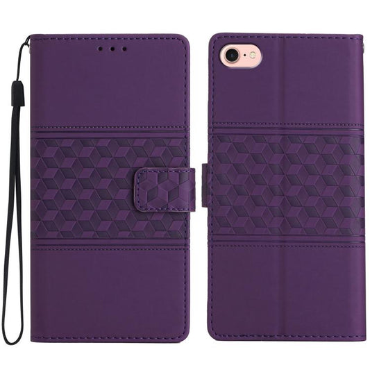 For iPhone 16e Diamond Embossed Skin Feel Leather Phone Case(Purple) - iPhone 16e Cases by PMC Jewellery | Online Shopping South Africa | PMC Jewellery | Buy Now Pay Later Mobicred