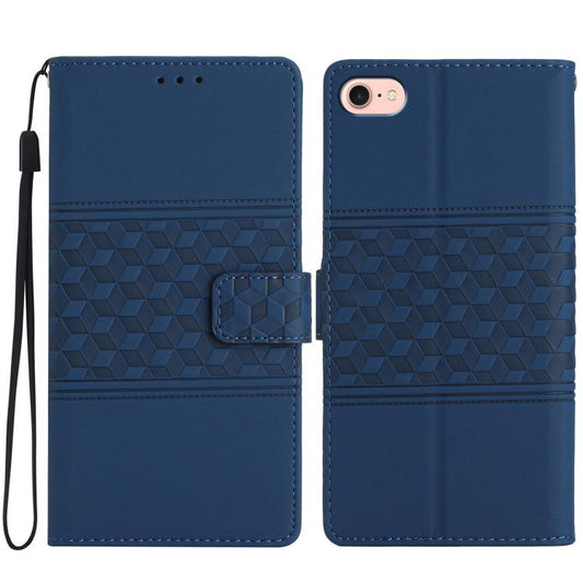 For iPhone 16e Diamond Embossed Skin Feel Leather Phone Case(Dark Blue) - iPhone 16e Cases by PMC Jewellery | Online Shopping South Africa | PMC Jewellery | Buy Now Pay Later Mobicred