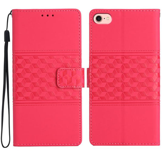 For iPhone 16e Diamond Embossed Skin Feel Leather Phone Case(Red) - iPhone 16e Cases by PMC Jewellery | Online Shopping South Africa | PMC Jewellery | Buy Now Pay Later Mobicred