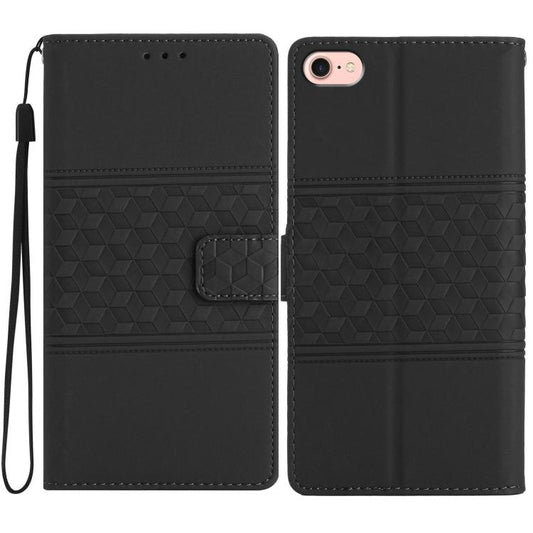 For iPhone 16e Diamond Embossed Skin Feel Leather Phone Case(Black) - iPhone 16e Cases by PMC Jewellery | Online Shopping South Africa | PMC Jewellery | Buy Now Pay Later Mobicred