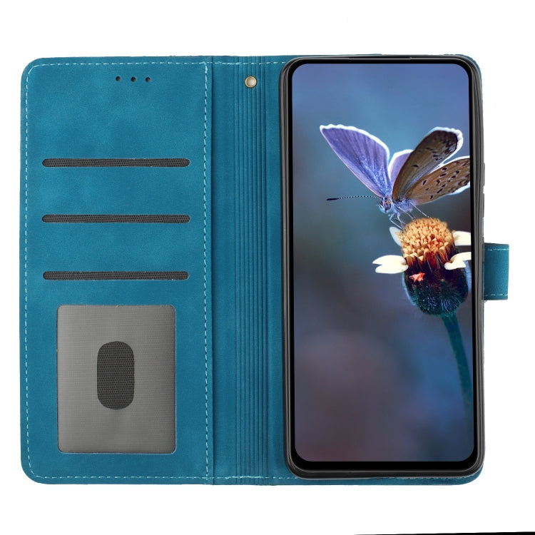 For iPhone 16 Pro Max Flower Embossing Pattern Leather Phone Case(Blue) - iPhone 16 Pro Max Cases by PMC Jewellery | Online Shopping South Africa | PMC Jewellery | Buy Now Pay Later Mobicred