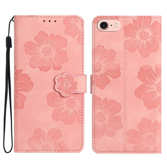 For iPhone 16e Flower Embossing Pattern Leather Phone Case(Pink) - iPhone 16e Cases by PMC Jewellery | Online Shopping South Africa | PMC Jewellery | Buy Now Pay Later Mobicred