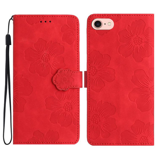 For iPhone 16e Flower Embossing Pattern Leather Phone Case(Red) - iPhone 16e Cases by PMC Jewellery | Online Shopping South Africa | PMC Jewellery | Buy Now Pay Later Mobicred