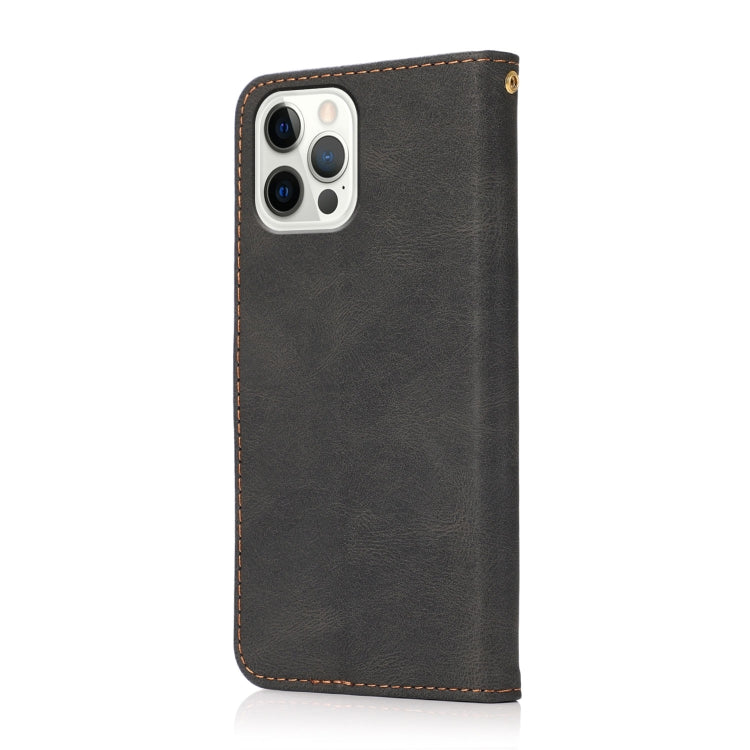 For iPhone 16 Pro Dual-color Stitching Leather Phone Case(Black Brown) - iPhone 16 Pro Cases by PMC TechLife | Online Shopping South Africa | PMC TechLife | Buy Now Pay Later Mobicred