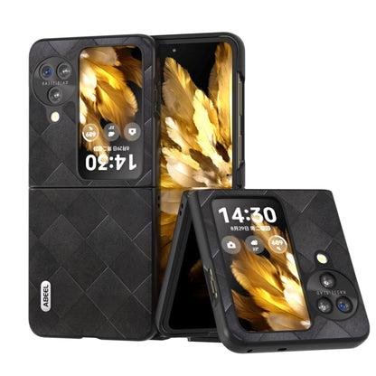 For OPPO Find N3 Flip ABEEL Weave Plaid PU Phone Case(Black) - Find N3 Flip Cases by PMC Jewellery | Online Shopping South Africa | PMC Jewellery