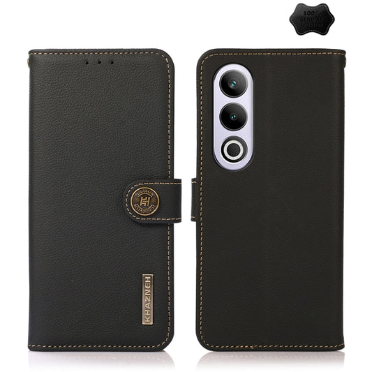 For OnePlus CE4 5G Global KHAZNEH Custer Genuine Leather RFID Phone Case(Black) - OnePlus Cases by PMC Jewellery | Online Shopping South Africa | PMC Jewellery | Buy Now Pay Later Mobicred