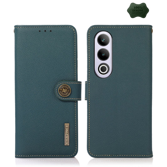 For OnePlus CE4 5G Global KHAZNEH Custer Genuine Leather RFID Phone Case(Green) - OnePlus Cases by PMC Jewellery | Online Shopping South Africa | PMC Jewellery | Buy Now Pay Later Mobicred