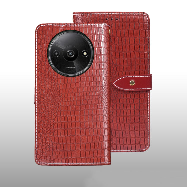 For Xiaomi Redmi A3 4G idewei Crocodile Texture Leather Phone Case(Red) - Xiaomi Cases by idewei | Online Shopping South Africa | PMC TechLife | Buy Now Pay Later Mobicred