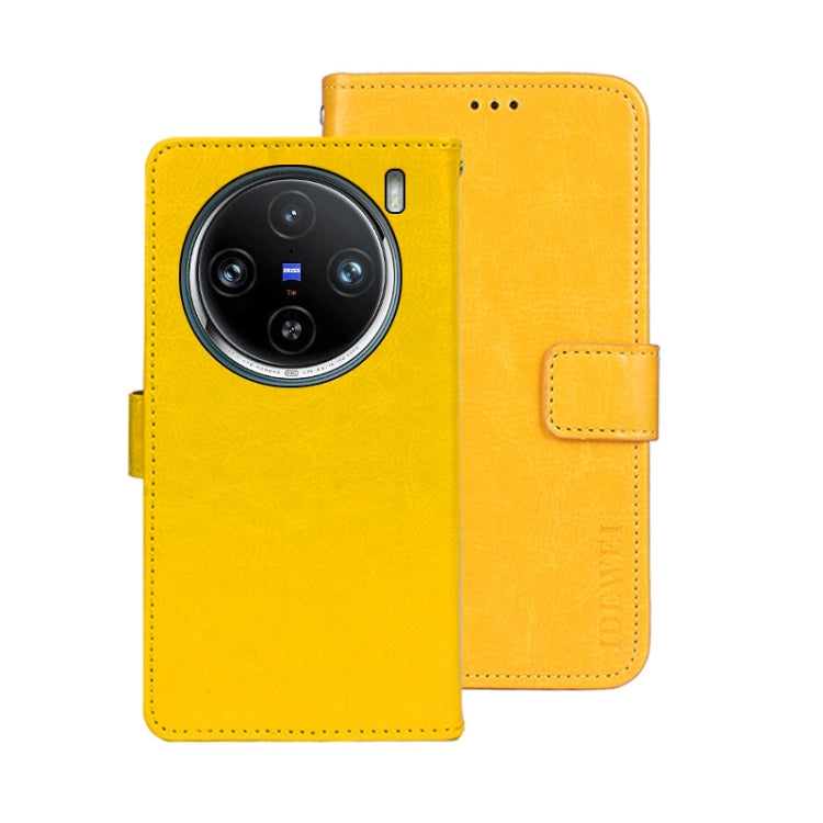 For vivo X100 Pro idewei Crazy Horse Texture Leather Phone Case(Yellow) - X100 Pro Cases by idewei | Online Shopping South Africa | PMC Jewellery | Buy Now Pay Later Mobicred