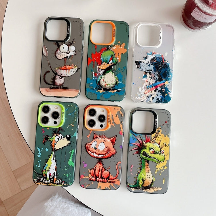 For iPhone 16 Animal Pattern Oil Painting Series PC + TPU Phone Case(Wolf) - iPhone 16 Cases by PMC TechLife | Online Shopping South Africa | PMC TechLife | Buy Now Pay Later Mobicred