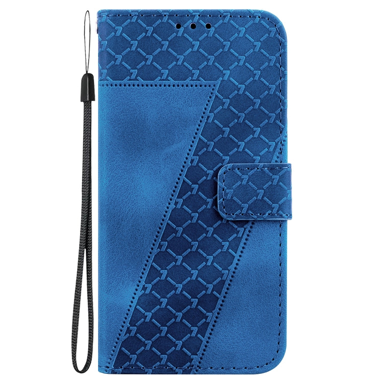 For iPhone 16e Seven-shaped Embossed Leather Phone Case(Blue) - iPhone 16e Cases by PMC TechLife | Online Shopping South Africa | PMC TechLife | Buy Now Pay Later Mobicred