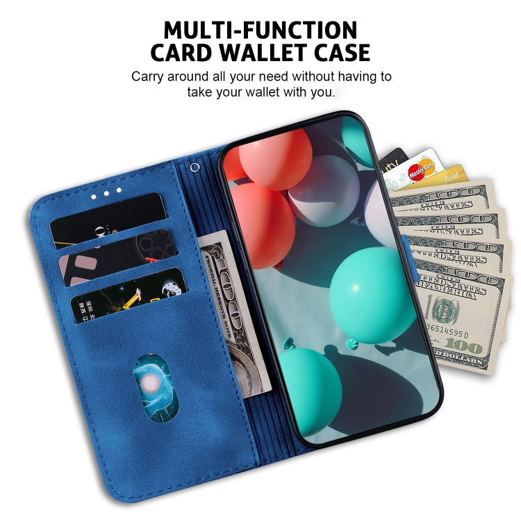 For iPhone 16e Seven-shaped Embossed Leather Phone Case(Blue) - iPhone 16e Cases by PMC TechLife | Online Shopping South Africa | PMC TechLife | Buy Now Pay Later Mobicred