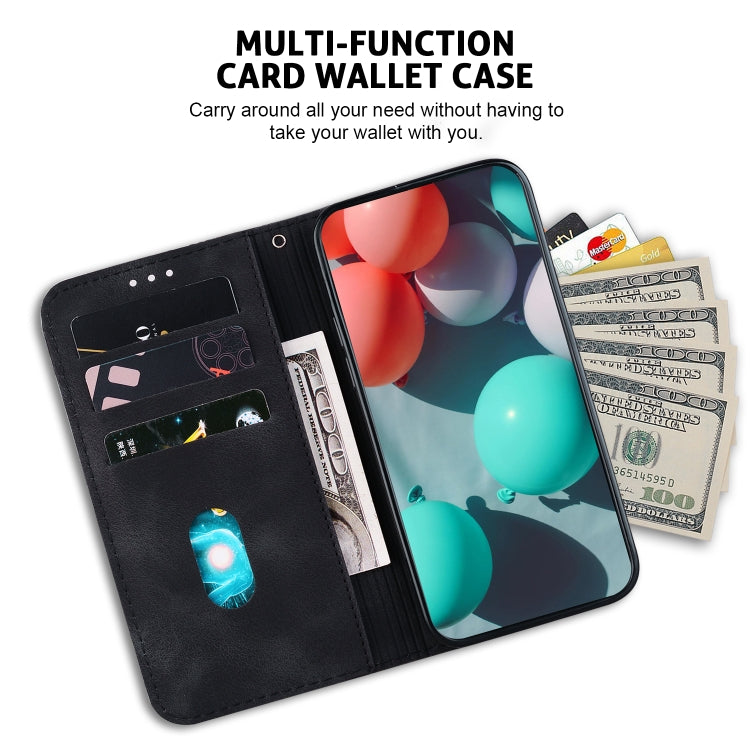 For iPhone 16e Seven-shaped Embossed Leather Phone Case(Black) - iPhone 16e Cases by PMC TechLife | Online Shopping South Africa | PMC TechLife | Buy Now Pay Later Mobicred