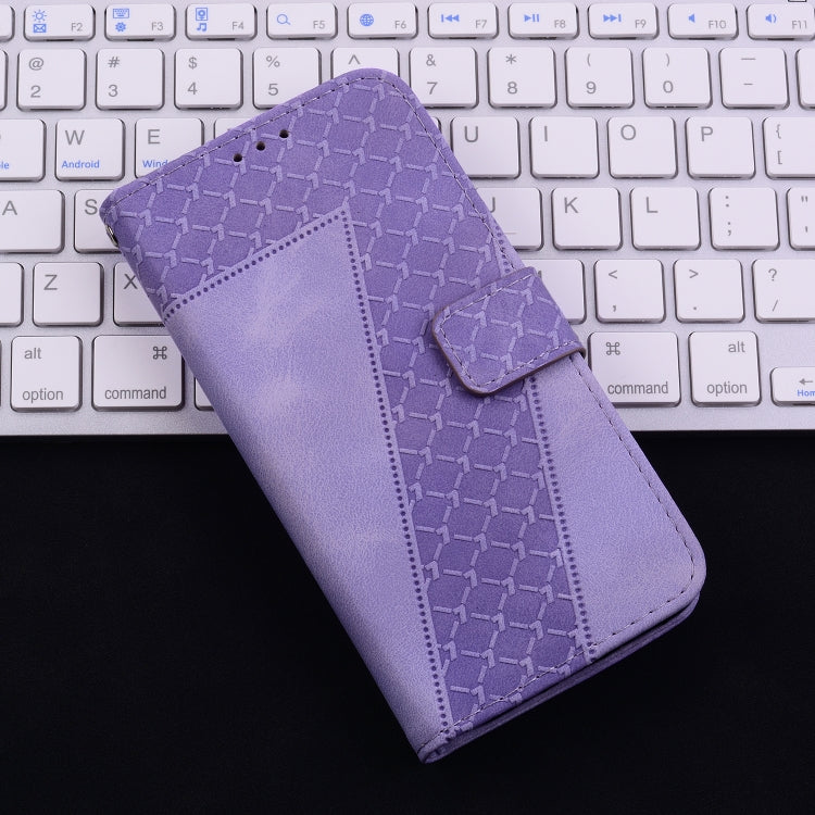 For iPhone 16 Pro Seven-shaped Embossed Leather Phone Case(Purple) - iPhone 16 Pro Cases by PMC Jewellery | Online Shopping South Africa | PMC Jewellery | Buy Now Pay Later Mobicred