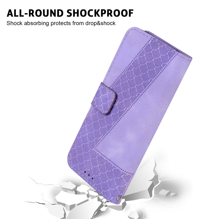 For iPhone 16 Seven-shaped Embossed Leather Phone Case(Purple) - iPhone 16 Cases by PMC TechLife | Online Shopping South Africa | PMC TechLife | Buy Now Pay Later Mobicred