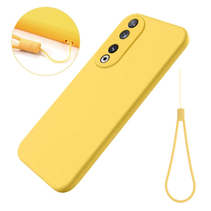 For Honor 90 Pure Color Liquid Silicone Shockproof Phone Case(Yellow) - Honor Cases by PMC Jewellery | Online Shopping South Africa | PMC Jewellery | Buy Now Pay Later Mobicred