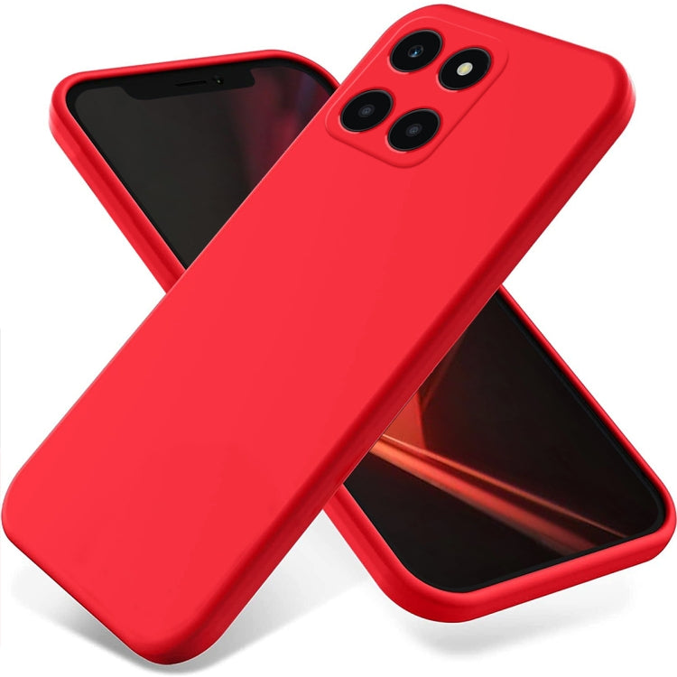 For Honor X6a Pure Color Liquid Silicone Shockproof Phone Case(Red) - Honor Cases by PMC Jewellery | Online Shopping South Africa | PMC Jewellery | Buy Now Pay Later Mobicred