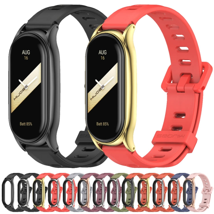 For Xiaomi Mi Band 8 Mijobs Plus Case Flat Hole Silicone Watch Band(Red Gold) - free shipping - PMc TechLife - Order now!