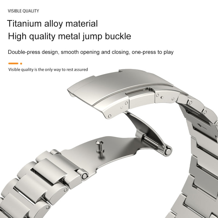 22mm Three Strains Vertical Riser Turtle Buckle Titanium Metal Watch Band(Silver) - Watch Bands by PMC Jewellery | Online Shopping South Africa | PMC Jewellery