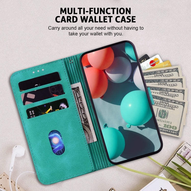 For Google Pixel 9 7-shaped Embossed Leather Phone Case(Green) - Google Cases by PMC TechLife | Online Shopping South Africa | PMC TechLife | Buy Now Pay Later Mobicred
