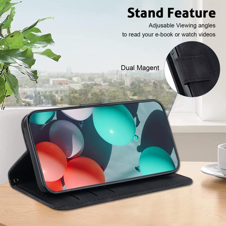 For Google Pixel 9 7-shaped Embossed Leather Phone Case(Black) - Google Cases by PMC TechLife | Online Shopping South Africa | PMC TechLife | Buy Now Pay Later Mobicred