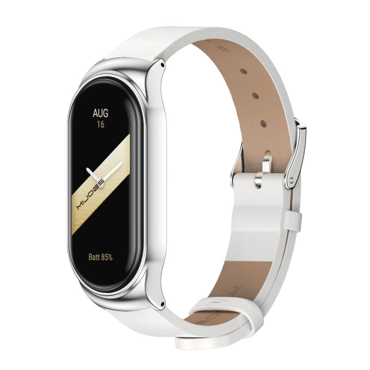 For Xiaomi Mi Band 8 Mijobs CS Case Microfiber PU Leather Watch Band(White Silver) - free shipping - PMc TechLife - Order now!
