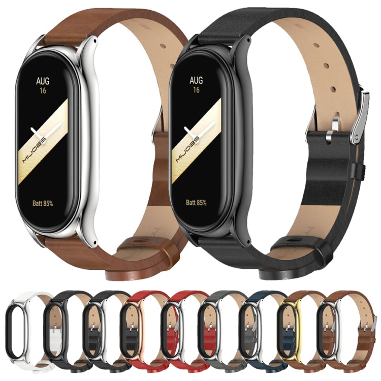 For Xiaomi Mi Band 8 Mijobs Plus Case Microfiber PU Leather Watch Band(Grey Silver) - free shipping - PMc TechLife - Order now!