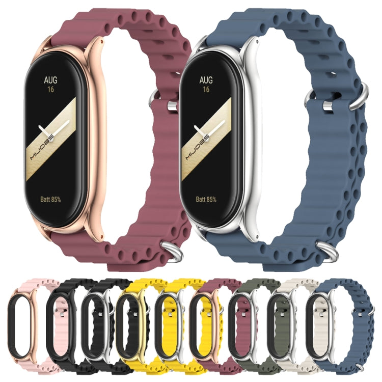 For Xiaomi Mi Band 8 Mijobs Plus Case Marine Silicone Breathable Watch Band(Grey Silver) - free shipping - PMc TechLife - Order now!