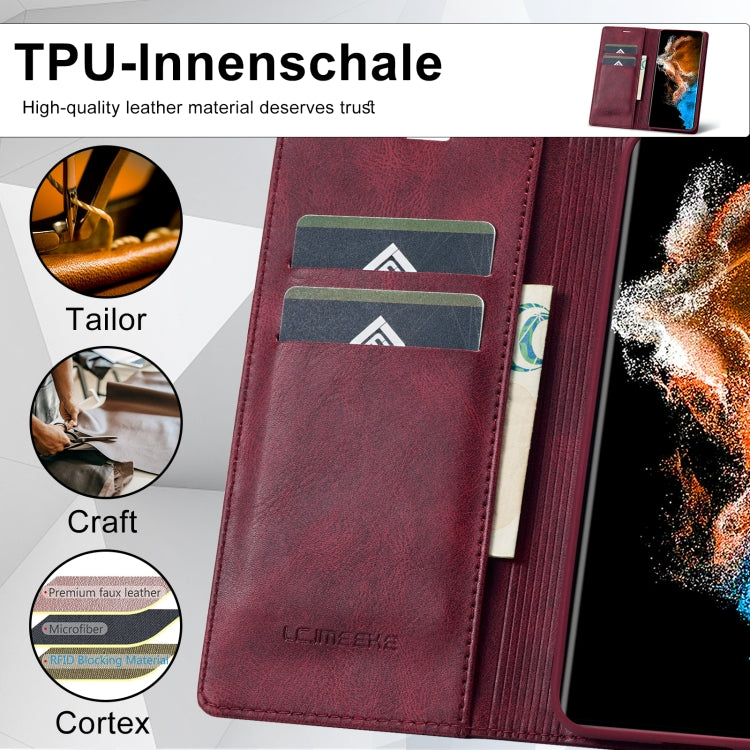 For Samsung Galaxy S24 LC.IMEEKE RFID Anti-theft Leather Phone Case(Red) - free shipping - PMC Jewellery - Order now!