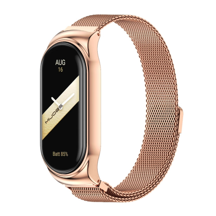 For Xiaomi Mi Band 8 Mijobs CS Case Milan Magnetic Stainless Steel Watch Band(Rose Gold) - Watch Bands by MIJOBS | Online Shopping South Africa | PMC Jewellery