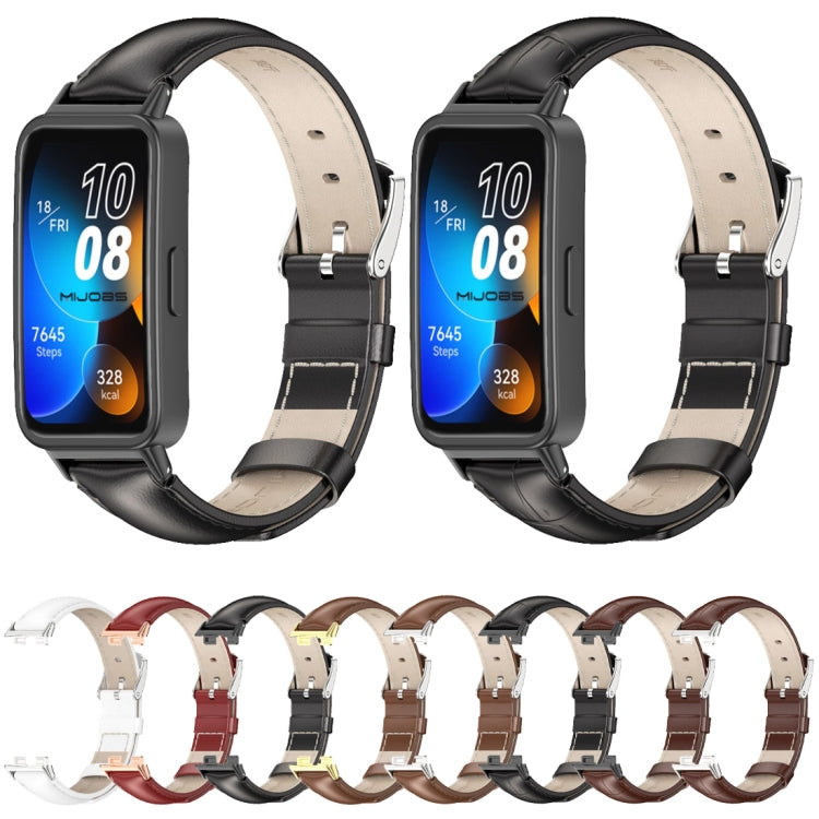 For Huawei Band 8 / 9 / 10 Mijobs Cowhide Leather Watch Band(Brown Gold) - free shipping - PMC TechLife - Order now!