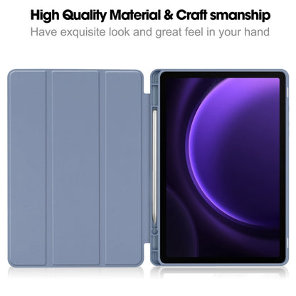 For Samsung Galaxy Tab S9 FE 3-Fold Pure Color TPU Smart Leather Tablet Case with Pen Slot(Lavender) - Galaxy Tab S9 FE by PMC Jewellery | Online Shopping South Africa | PMC Jewellery