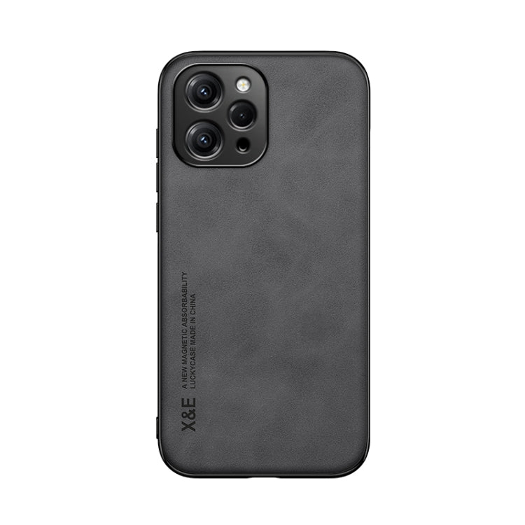 For Xiaomi Redmi 12 4G Skin Feel Magnetic Leather Back Phone Case(Dark Grey) - Xiaomi Cases by PMC Jewellery | Online Shopping South Africa | PMC Jewellery | Buy Now Pay Later Mobicred